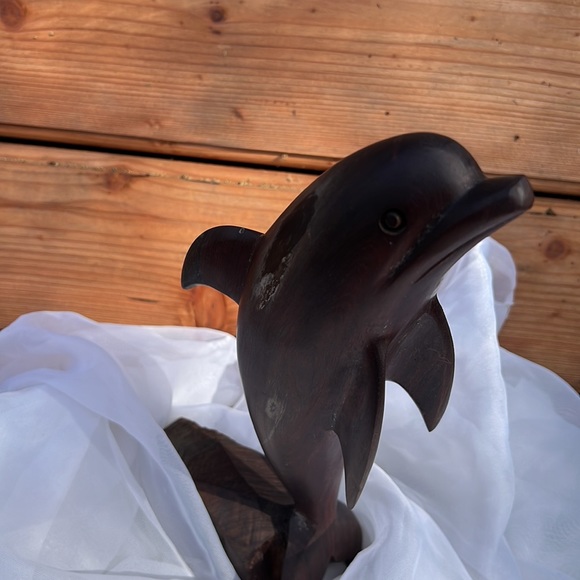 Ironwood Hand Carved Dolphin Sculpture 12.5” tall/Dolphin Sculpture/ Dolphin Art - Picture 8 of 10